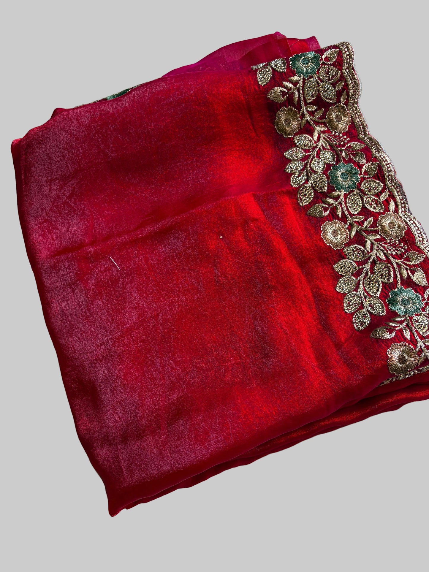 Maroon Red Pure Organza  Saree