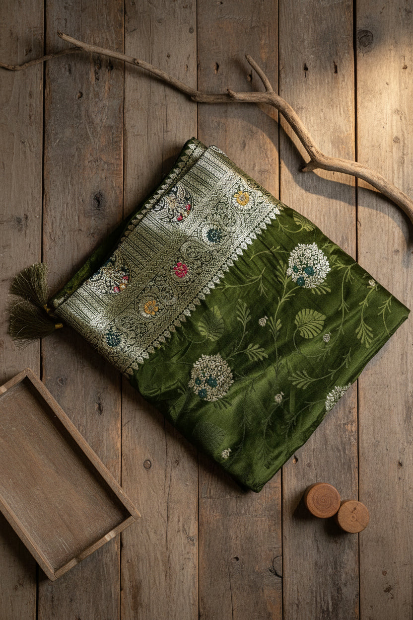 Mehendi Green Soft Silk Saree