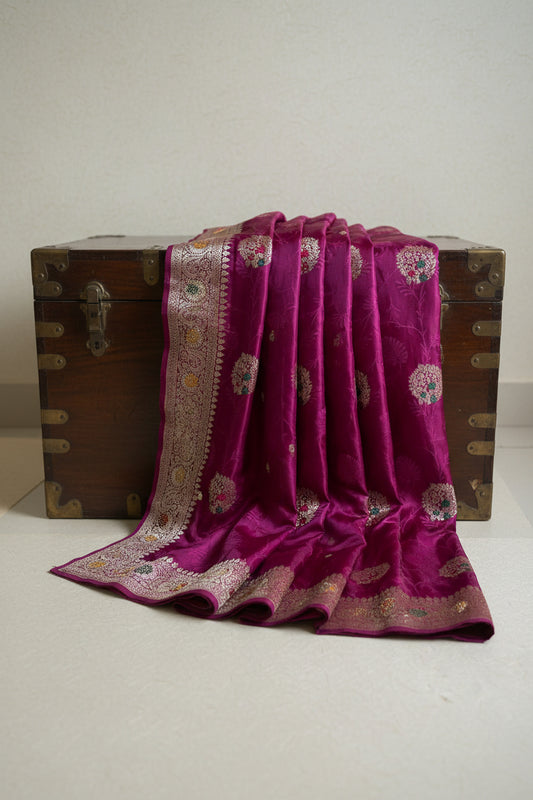 Wine Maroon Soft Silk  Saree