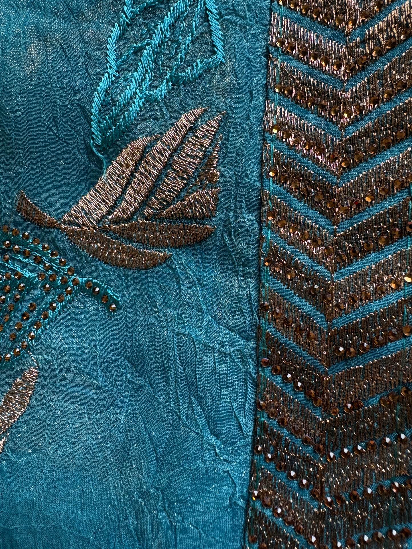 Teal Blue Pure Crush Tissue Saree