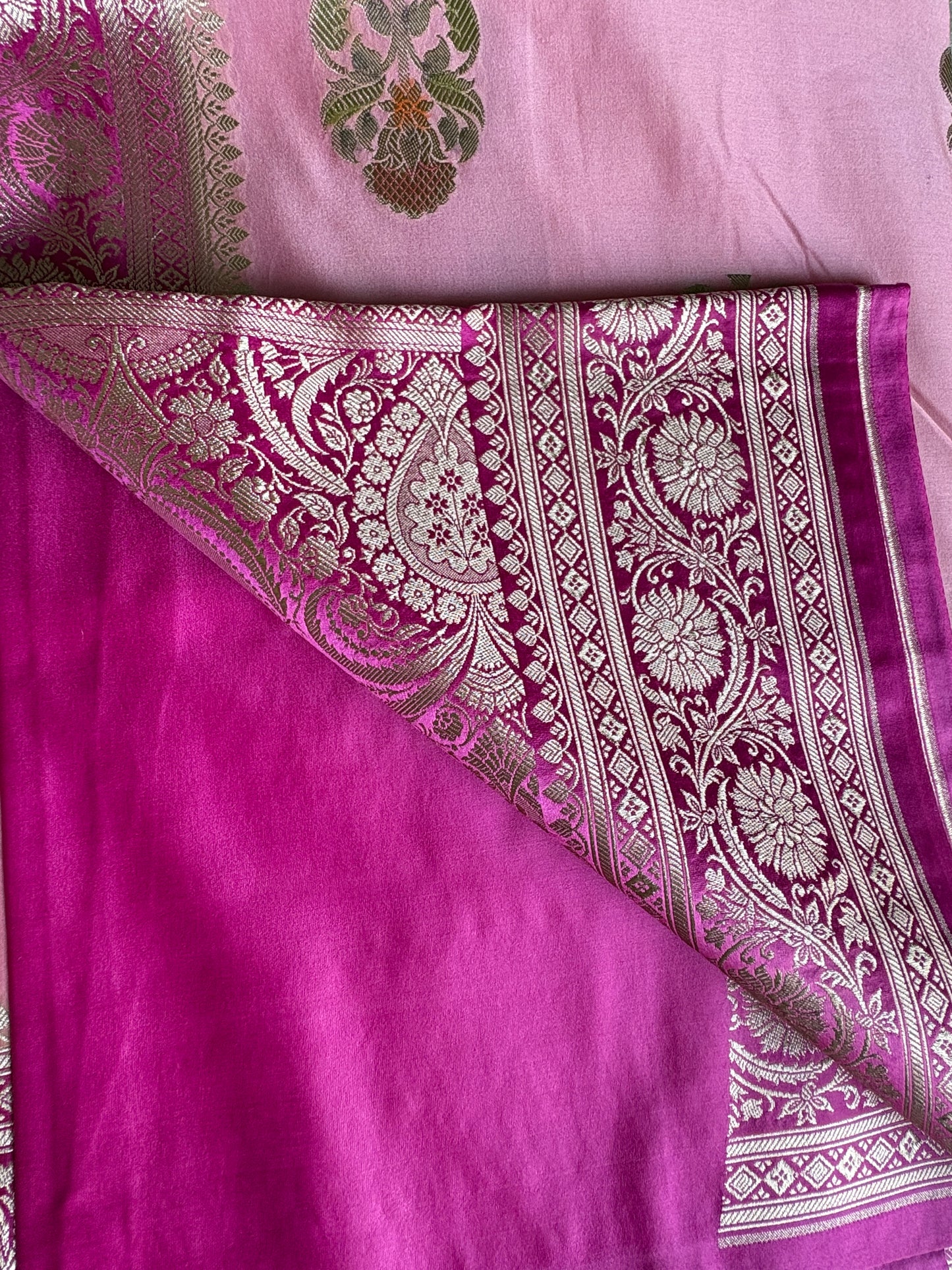 Baby Pink Katan Pure Banarasi Maushroom  Silk Saree
