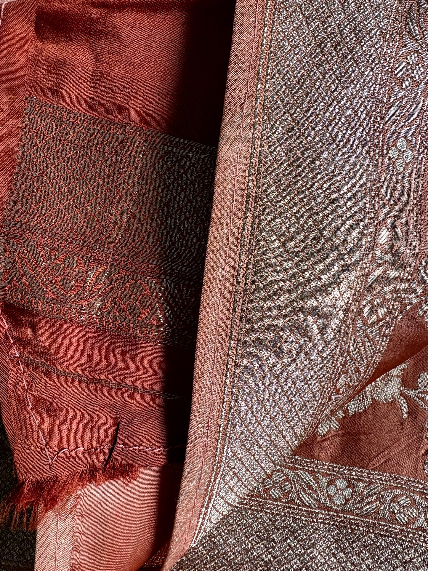 Copper Brown Pure Banarasi Silk Saree