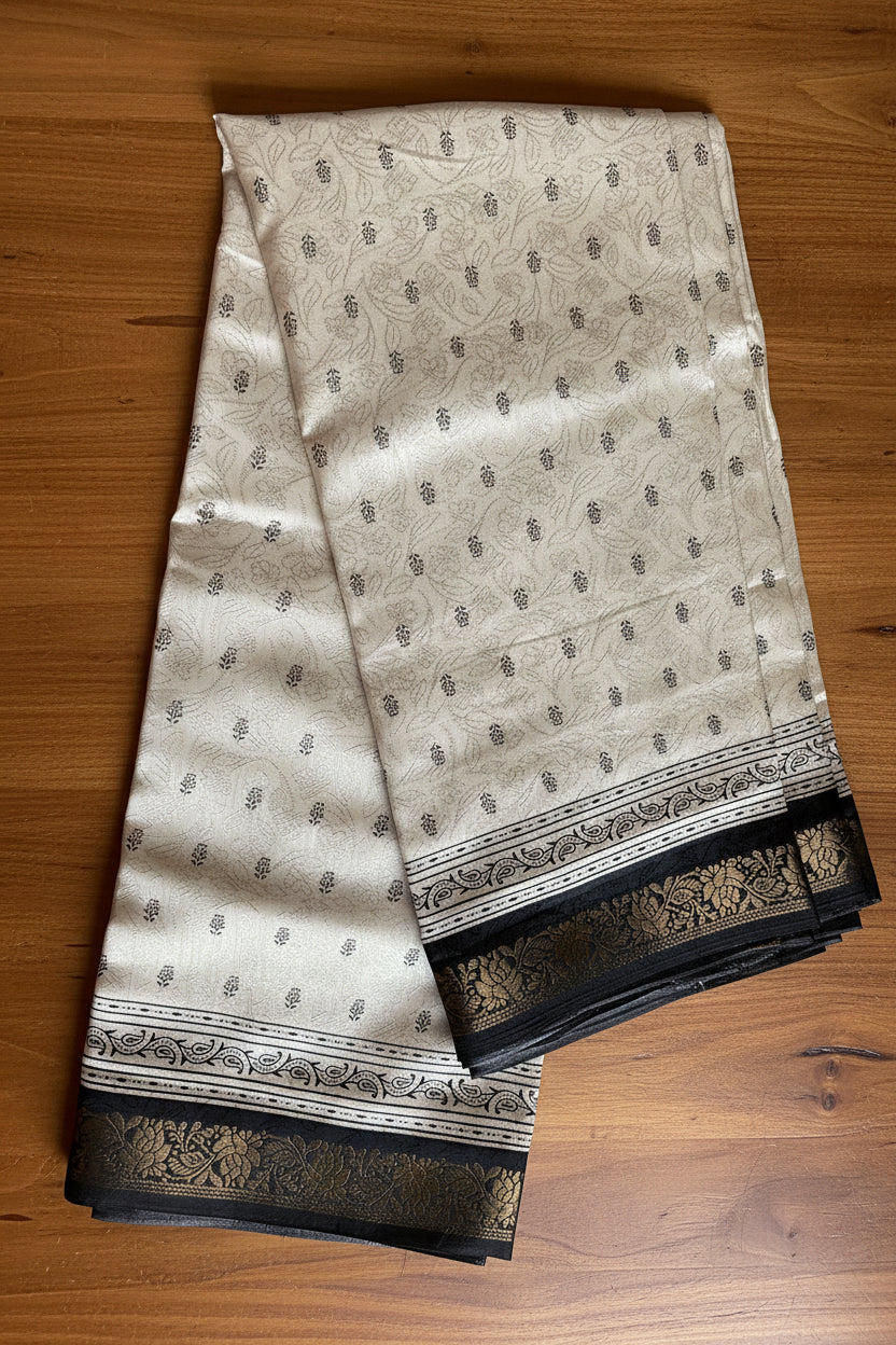 Off-White  Silk Saree