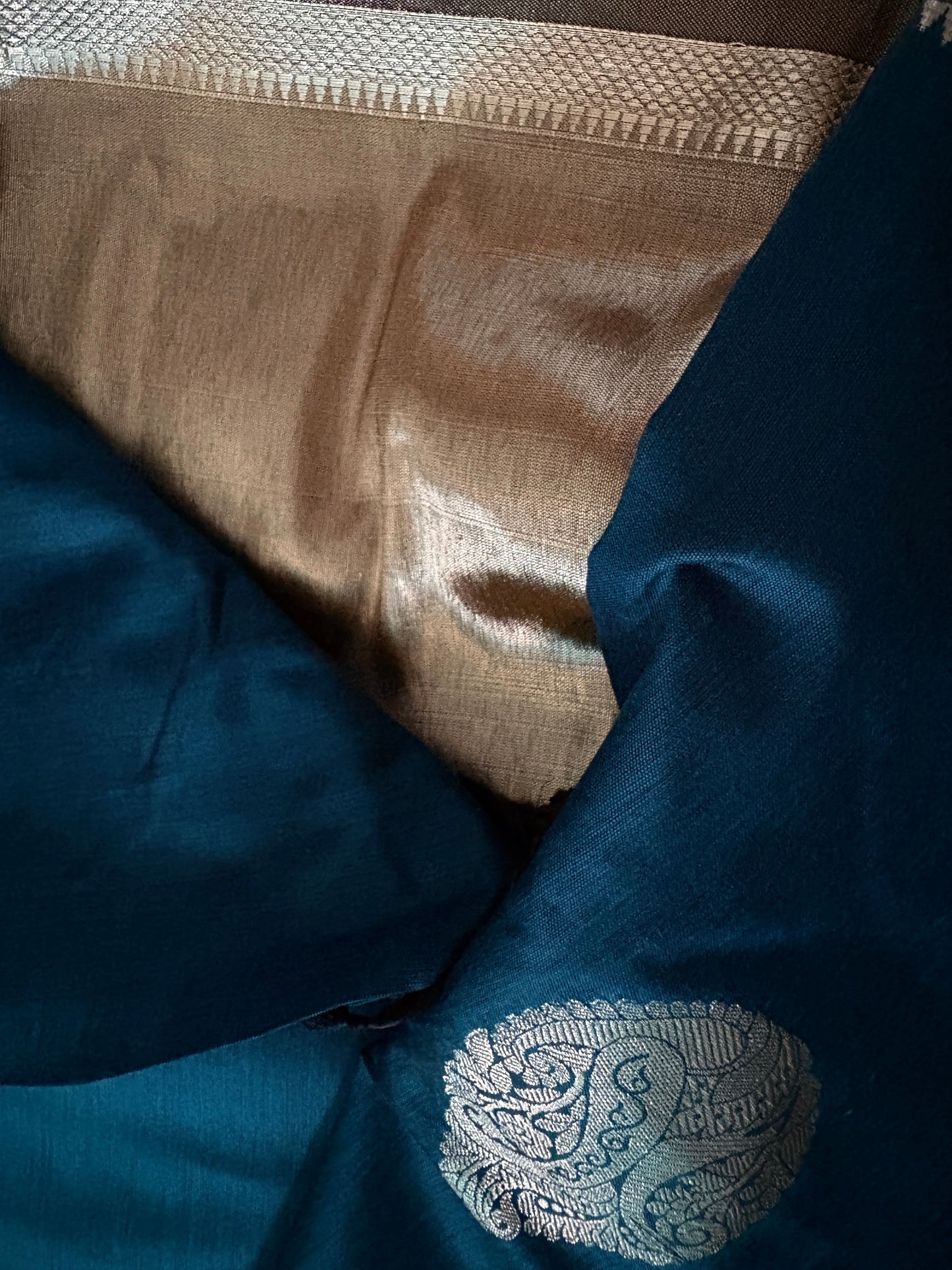 Peacock Blue Soft Silk Saree