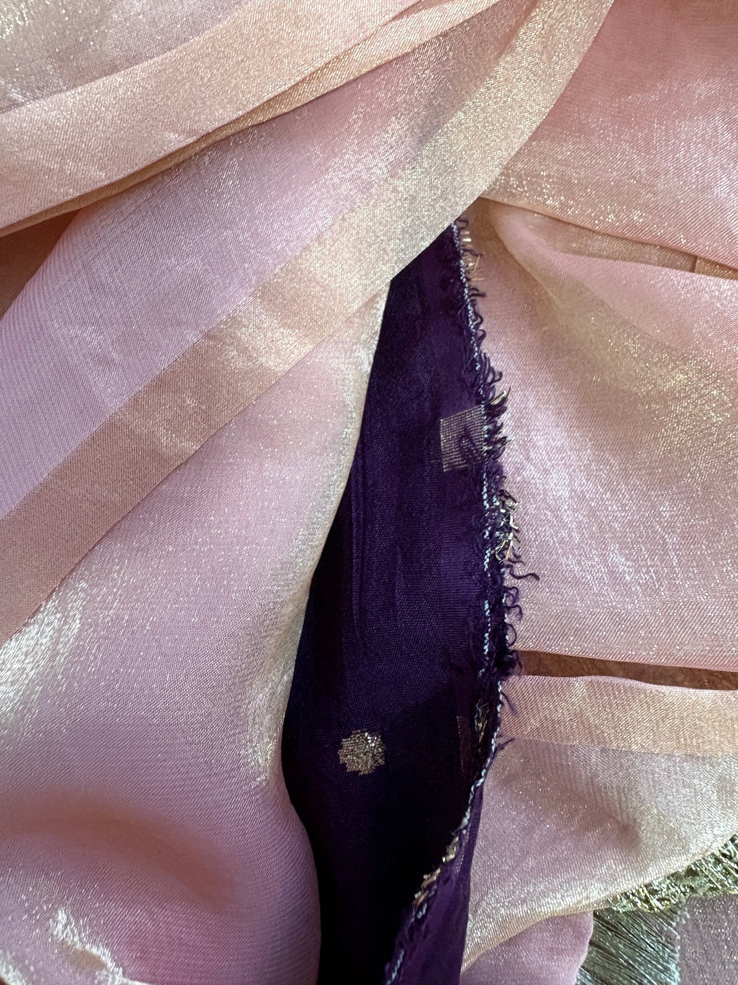 Designer Blush Pink Tissue Silk Saree
