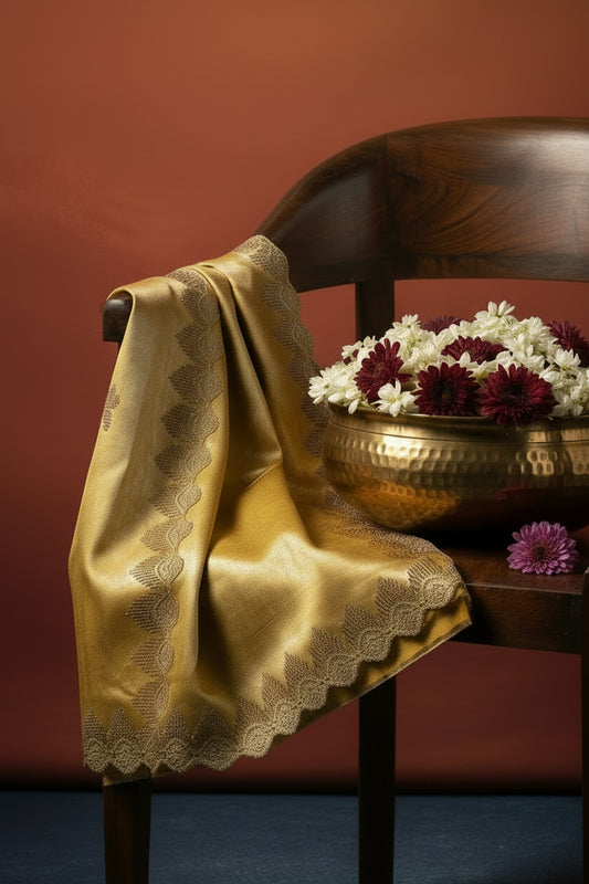 Antique Gold Pure silk Saree