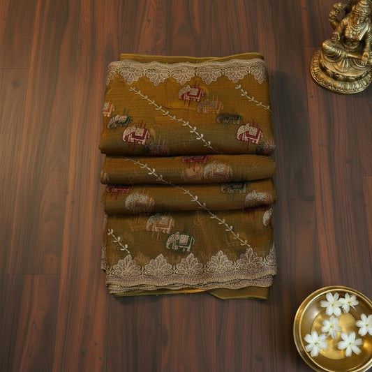 Antique Bronze Pure Tissue Saree