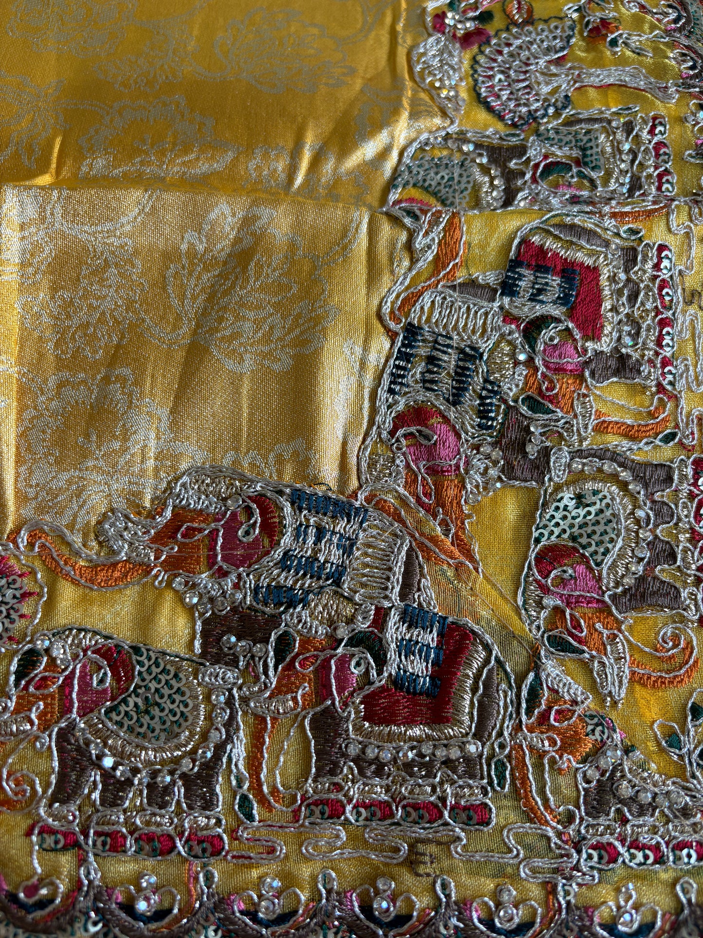 Shot Pink-Yellow Brocade  Saree