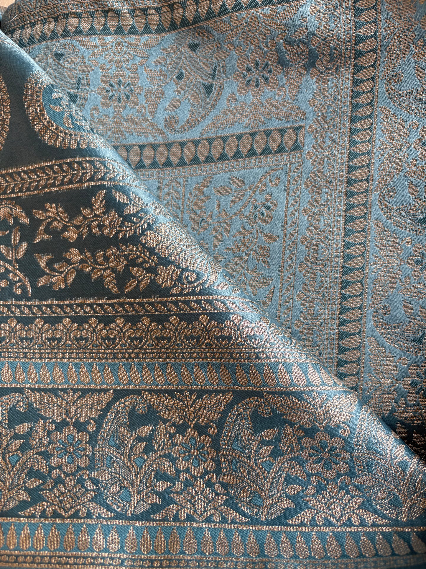 Steel Blue Teal Premium soft Silk Saree