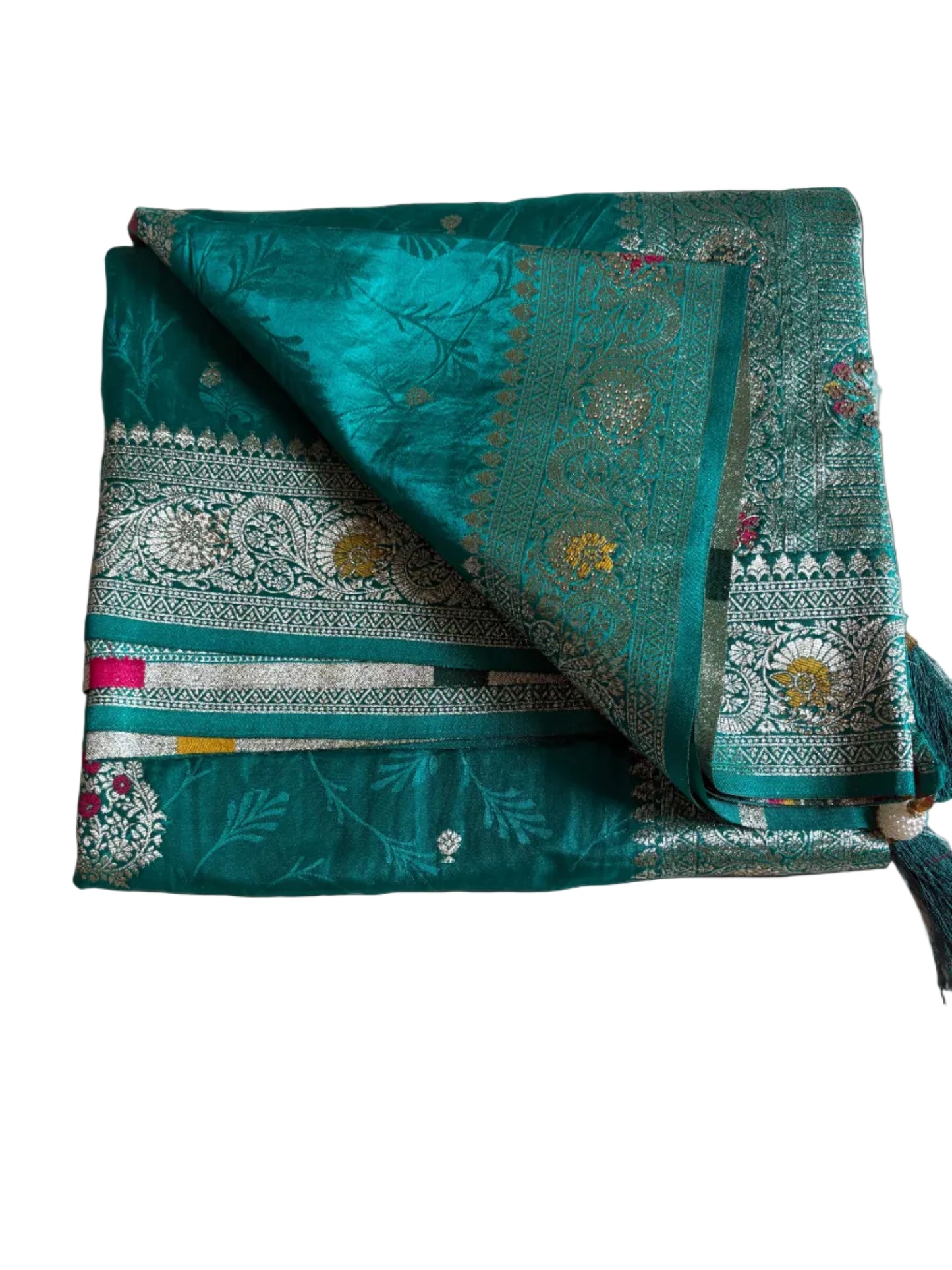 Teal Green Soft Silk Saree