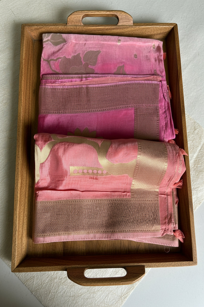 Onion Pink / Rosewood Pure Banarasi Silk Saree