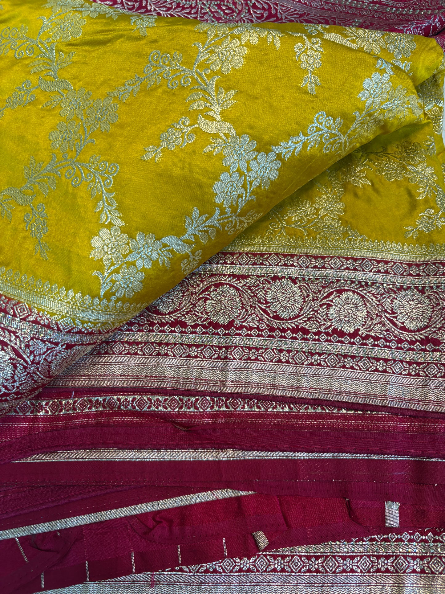 Mustard Yellow Banarasi Silk Saree with Dupatta