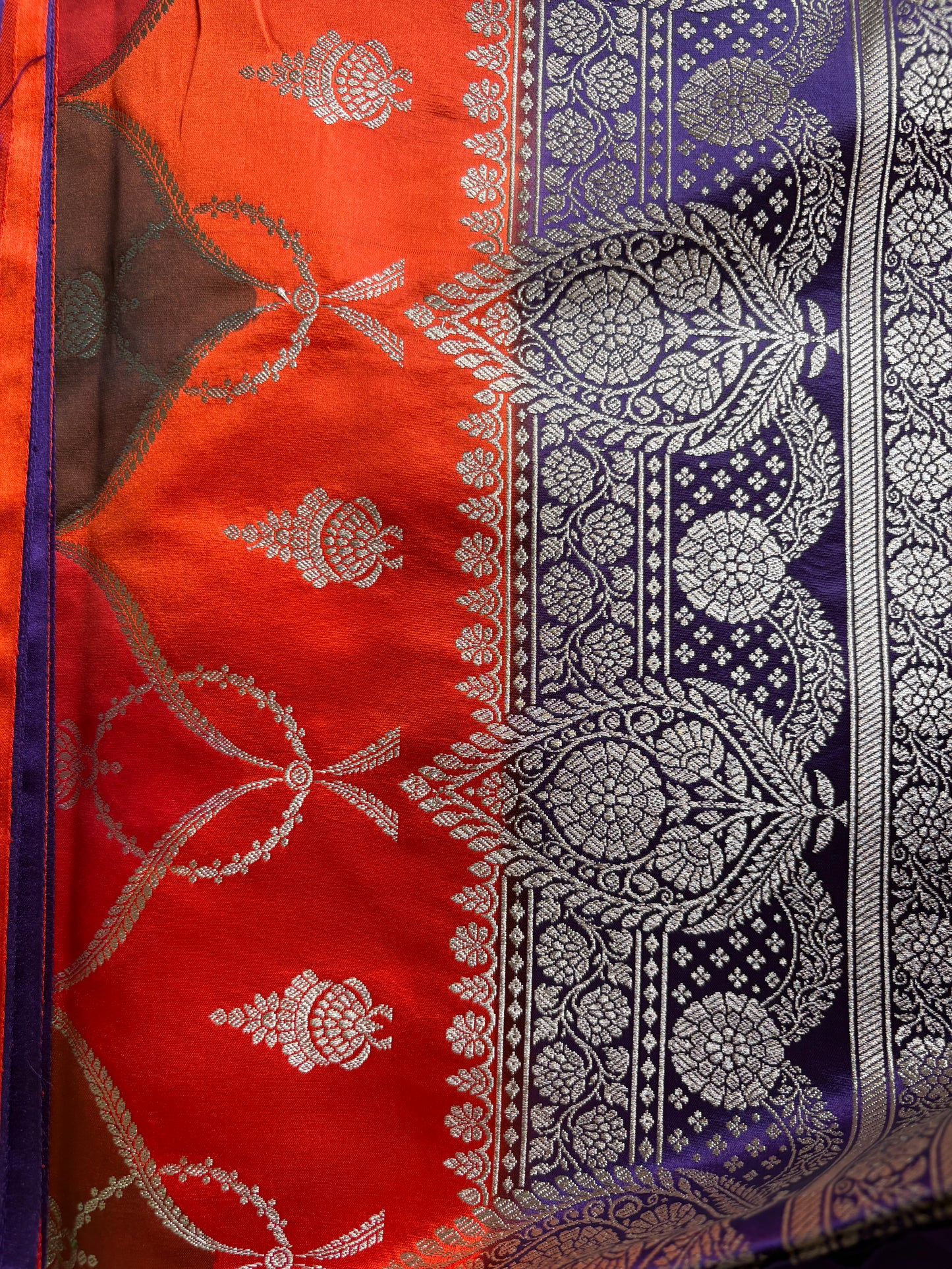 Burnt Orange Pure Banarasi Mushroom  Silk Saree