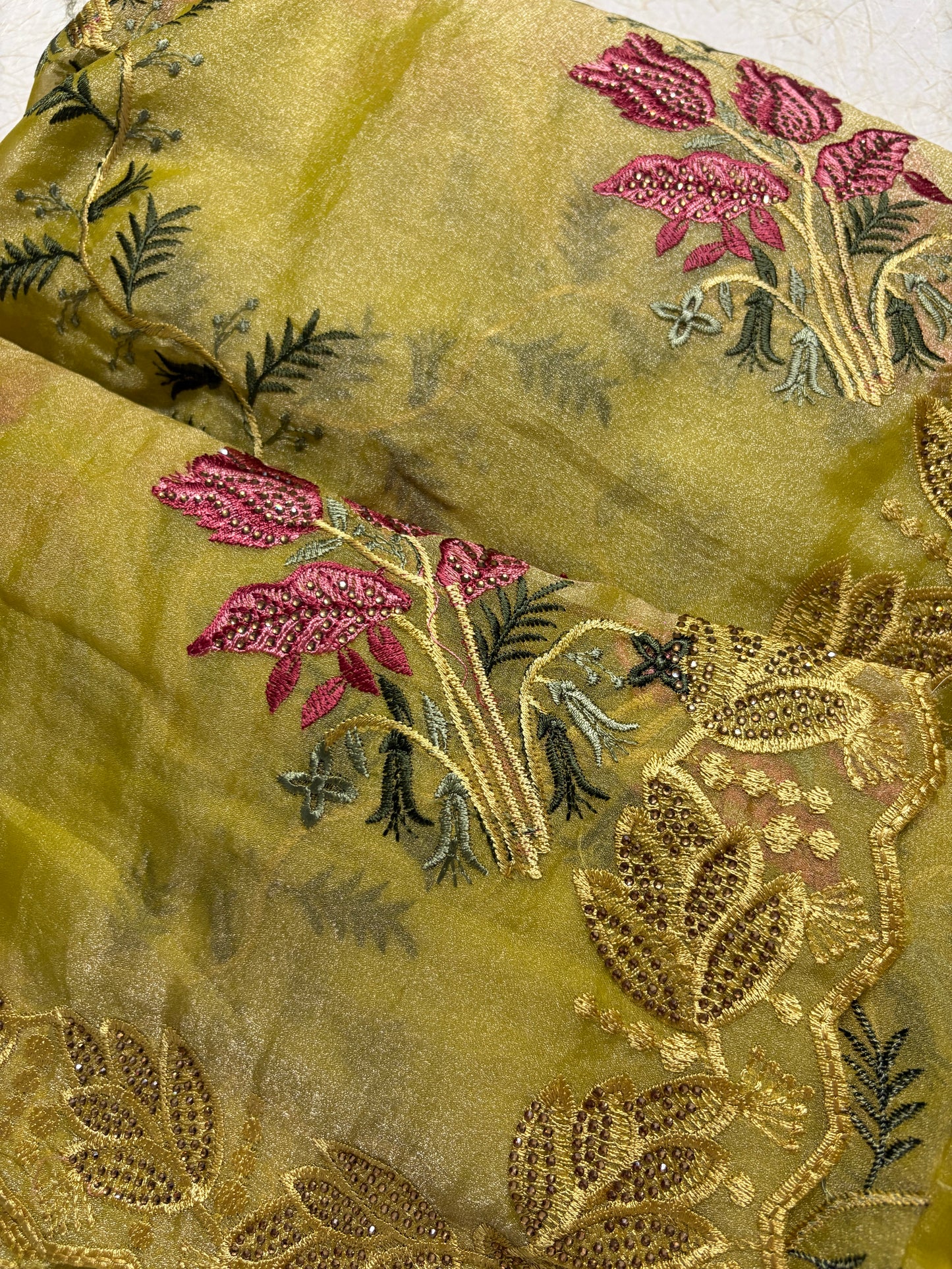 Mustard Gold Tissue Saree