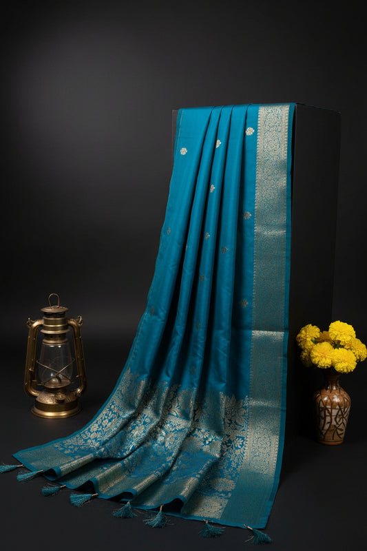 Royal Teal Soft Silk Saree