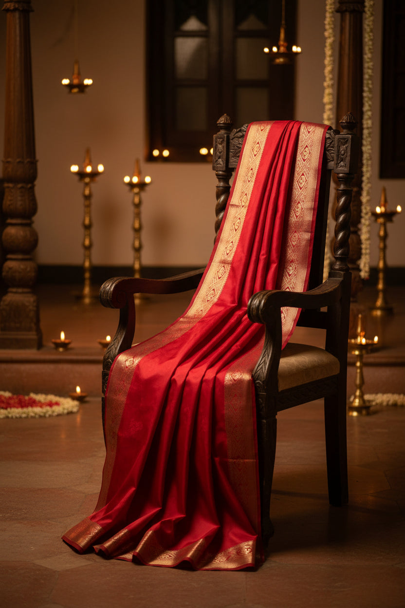 Bridal Red soft Silk Saree