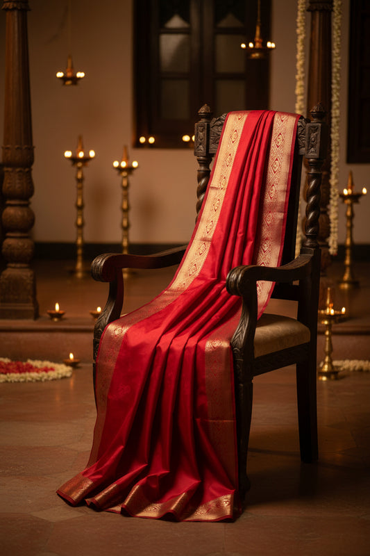 Bridal Red soft Silk Saree