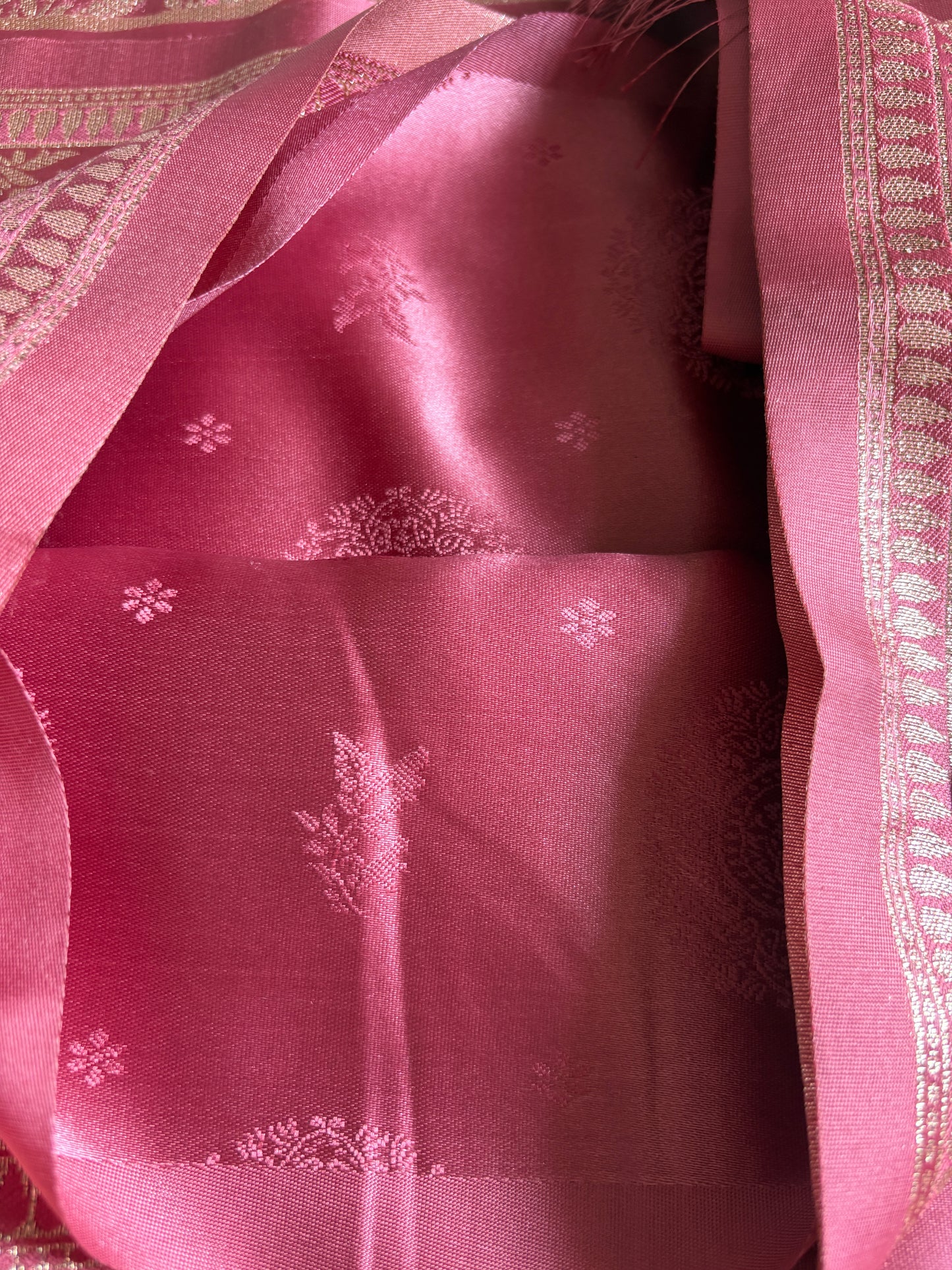 Dark Peach Pink Soft Silk Saree