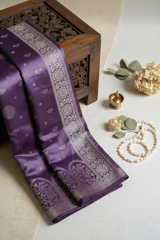 Royal Purple Jamun Soft Silk Saree
