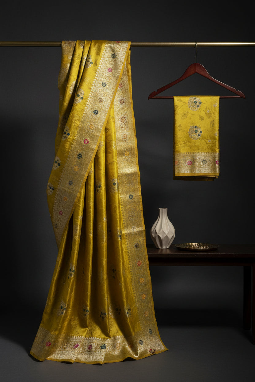 Mustard Yellow Golden Soft silk
