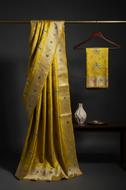 Mustard Yellow Golden Soft silk