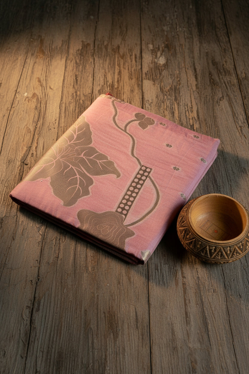 Onion Pink / Rosewood Pure Banarasi Silk Saree