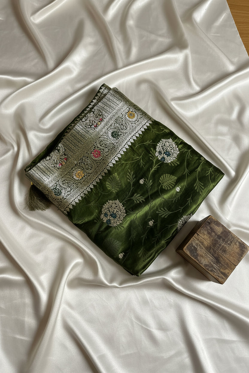 Mehendi Green Soft Silk Saree