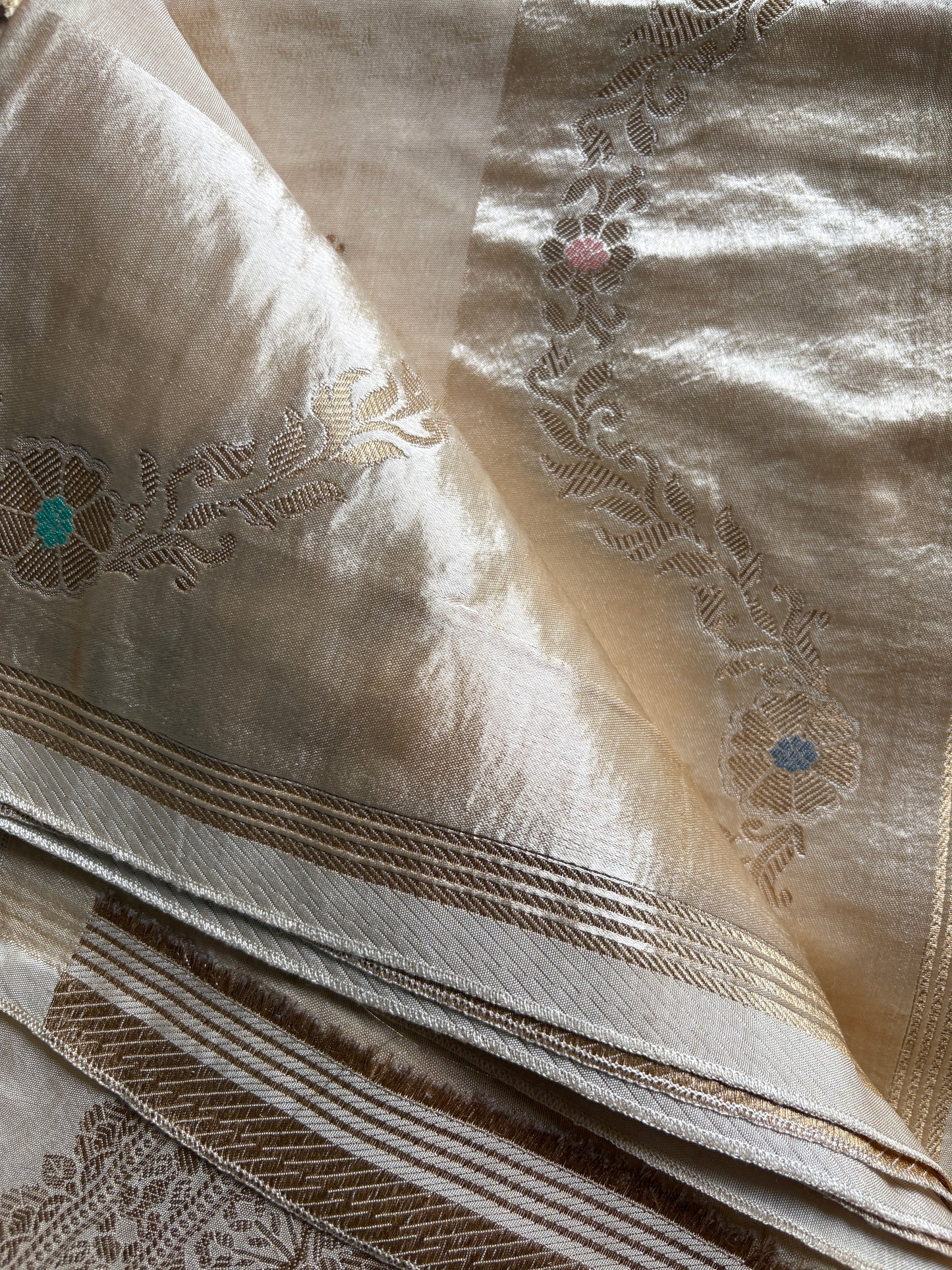 Off-White / Ivory soft Banarasi  Silk  Saree