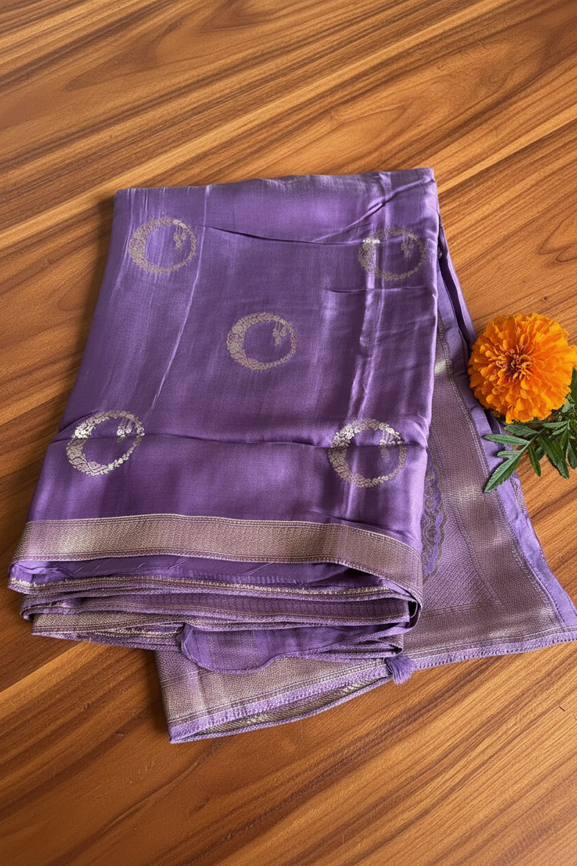 Jamuni Purple / Royal Violet Pure Banarasi  Silk Saree