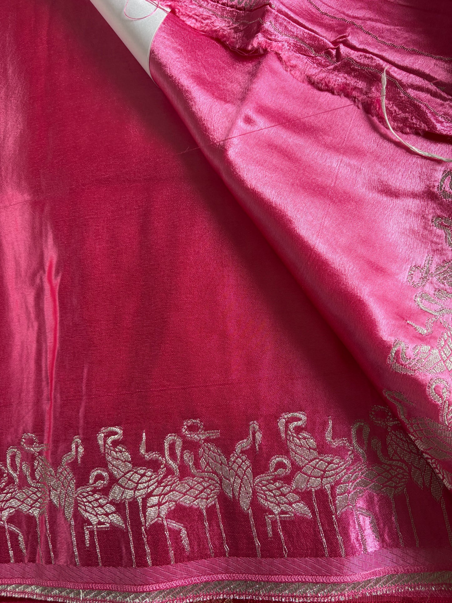 Designer Cherry Pink Pure Banarasi Silk Saree