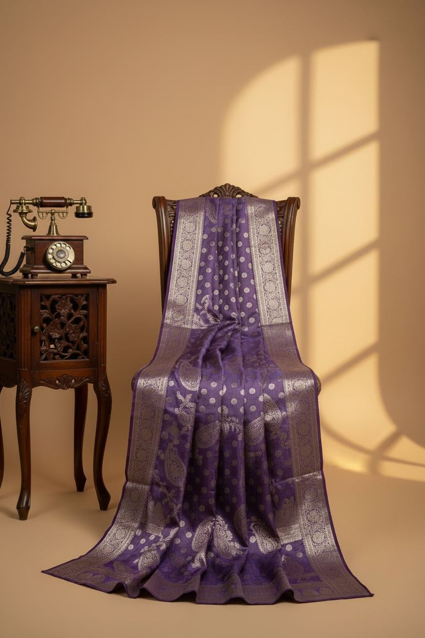 Lavender Banarasi Saree
