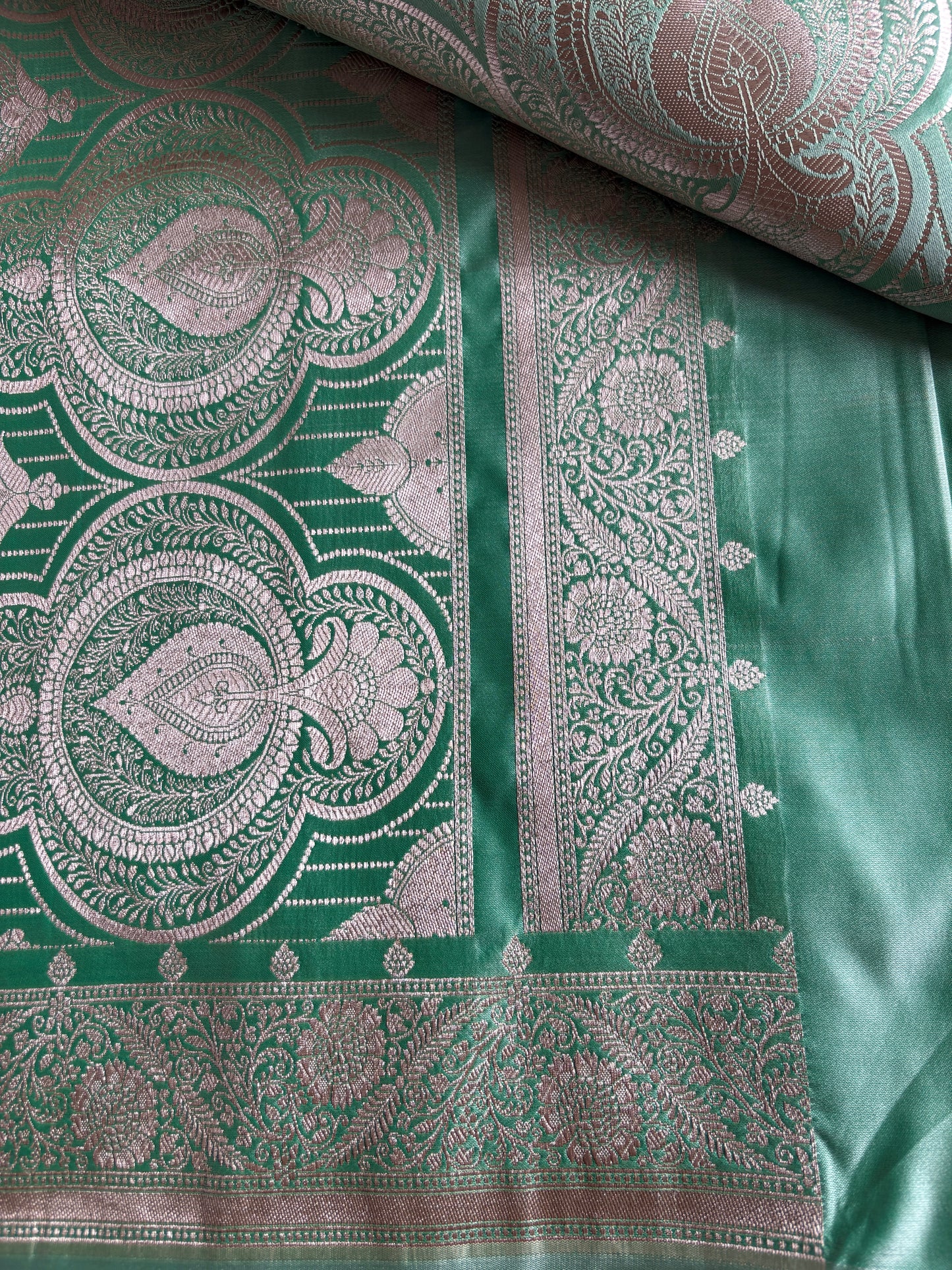 Mint Green Banarasi Silk Saree