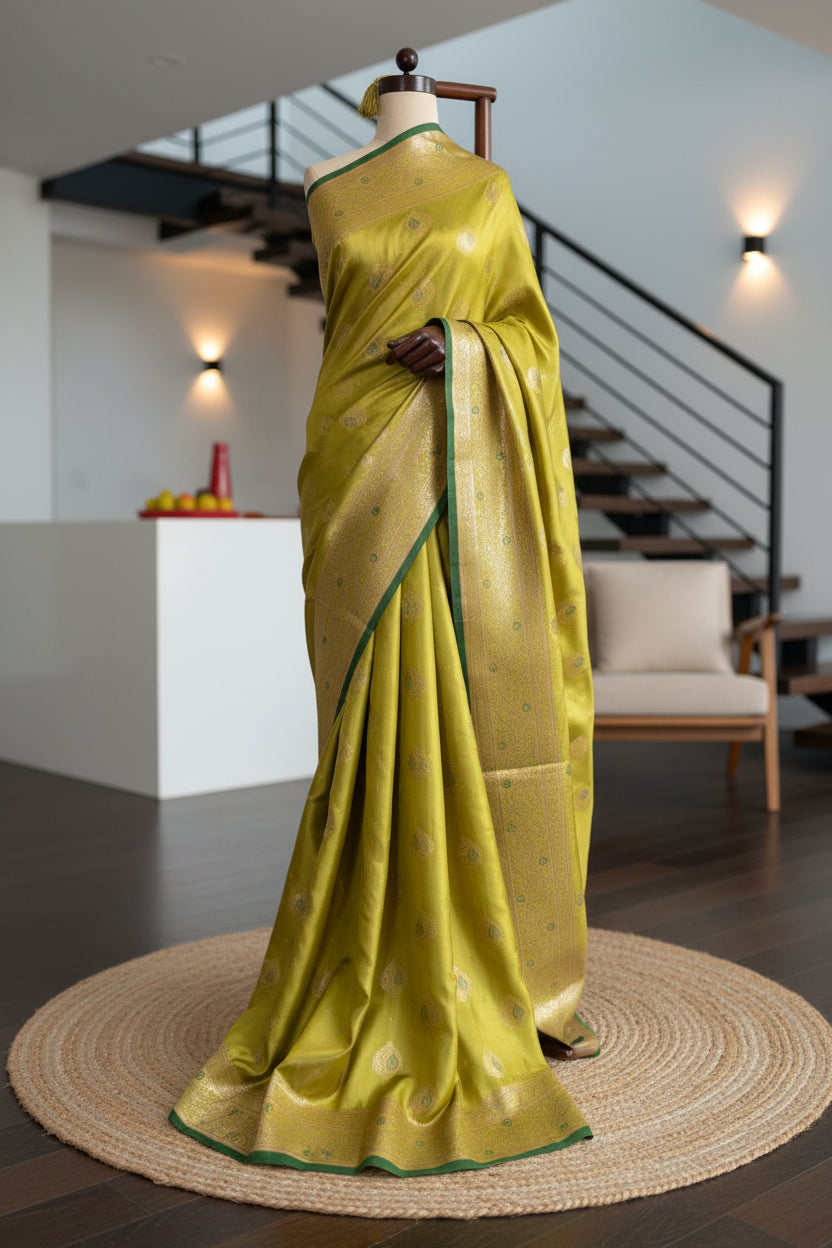 Mustard Yellow Soft Silk Saree