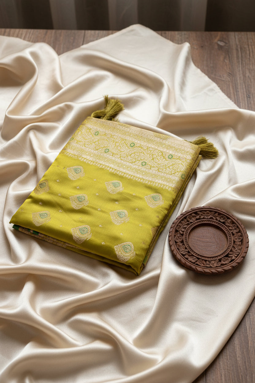 Mustard Yellow Soft Silk Saree