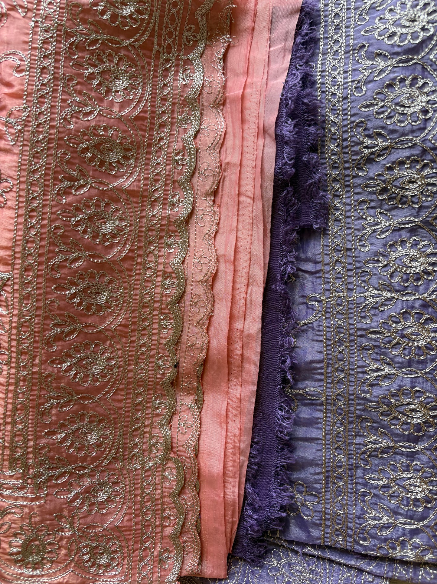 Peach & Slate Blue  Purte Crushed Tissue Saree