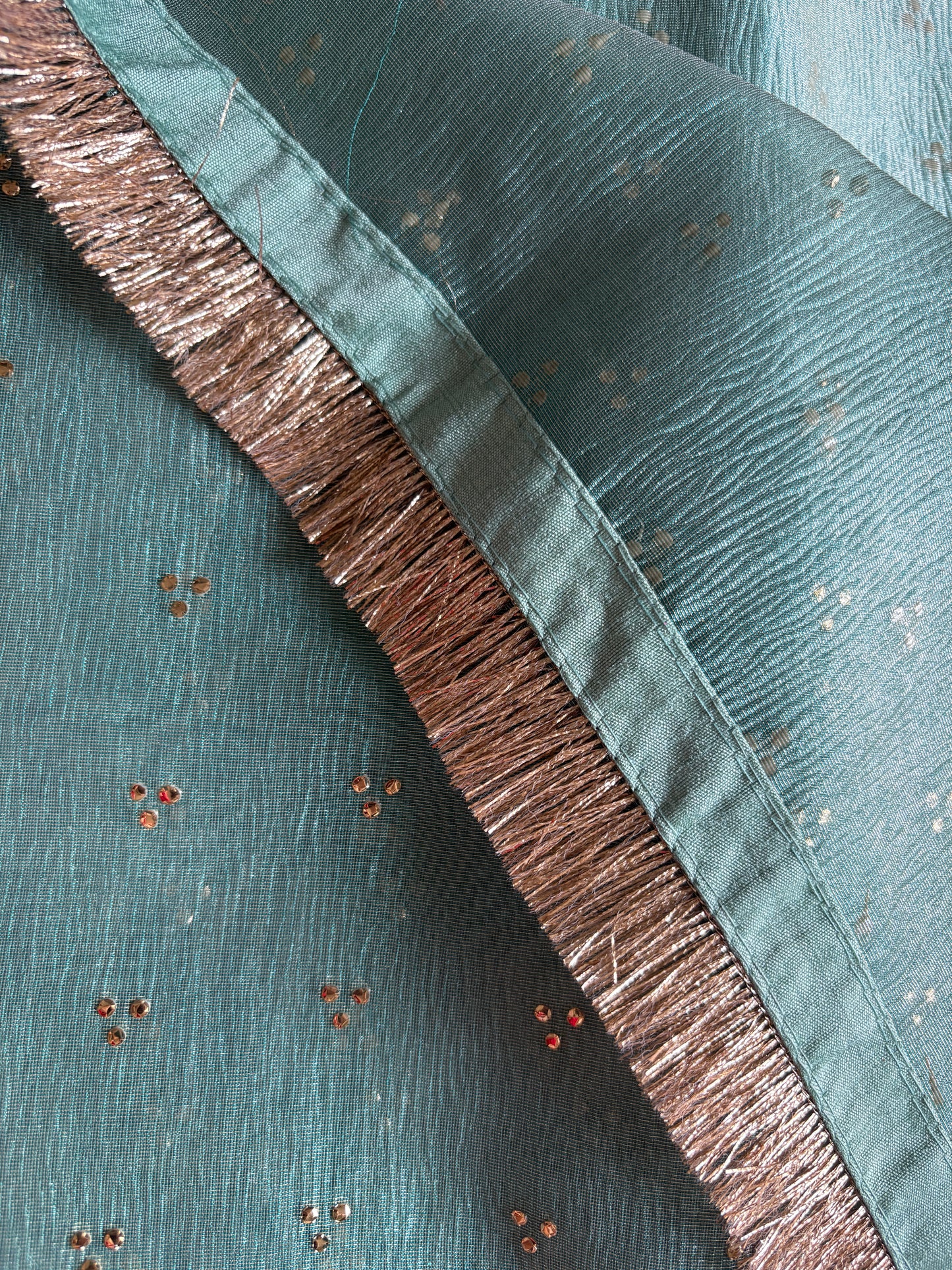 Sage Green/Seafoam Pure Tissue Silk Saree