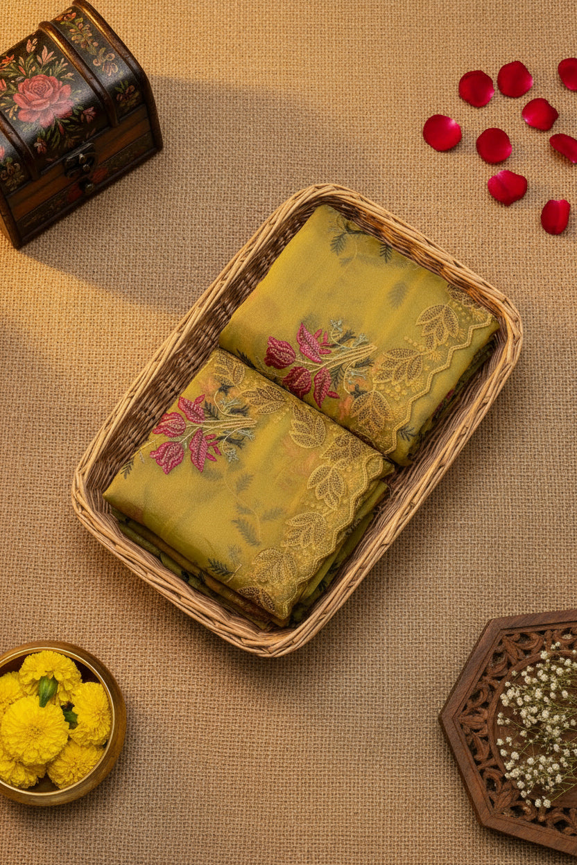 Mustard Gold Tissue Saree