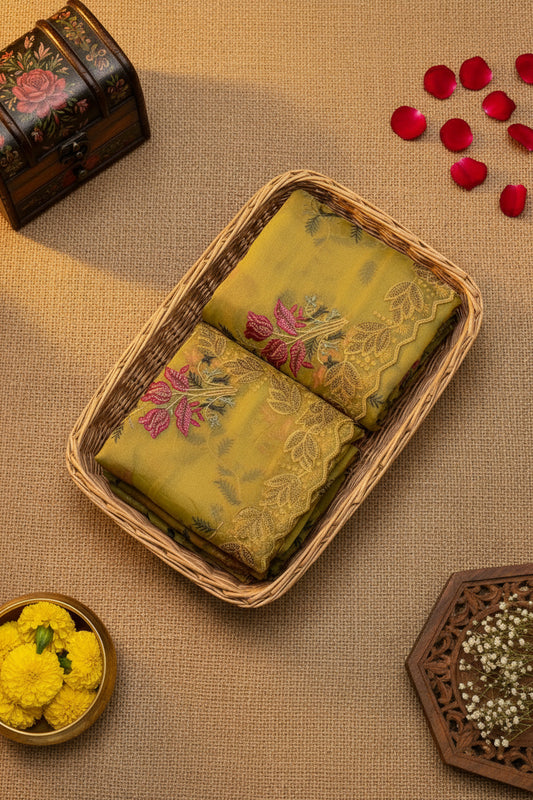 Mustard Gold Tissue Saree