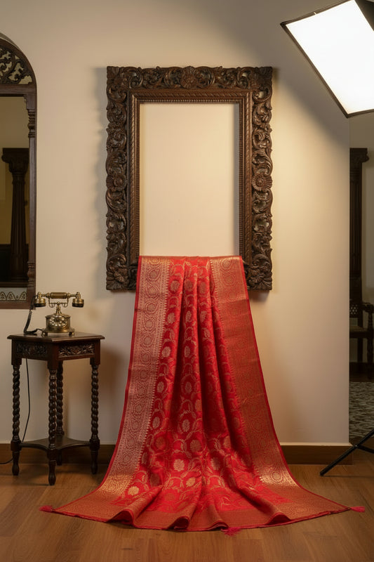Kumkum Red Banarasi Silk Saree