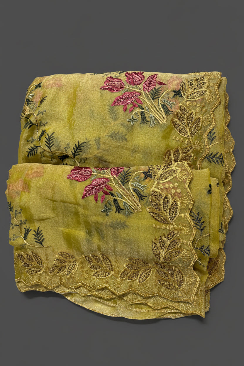 Mustard Gold Tissue Saree