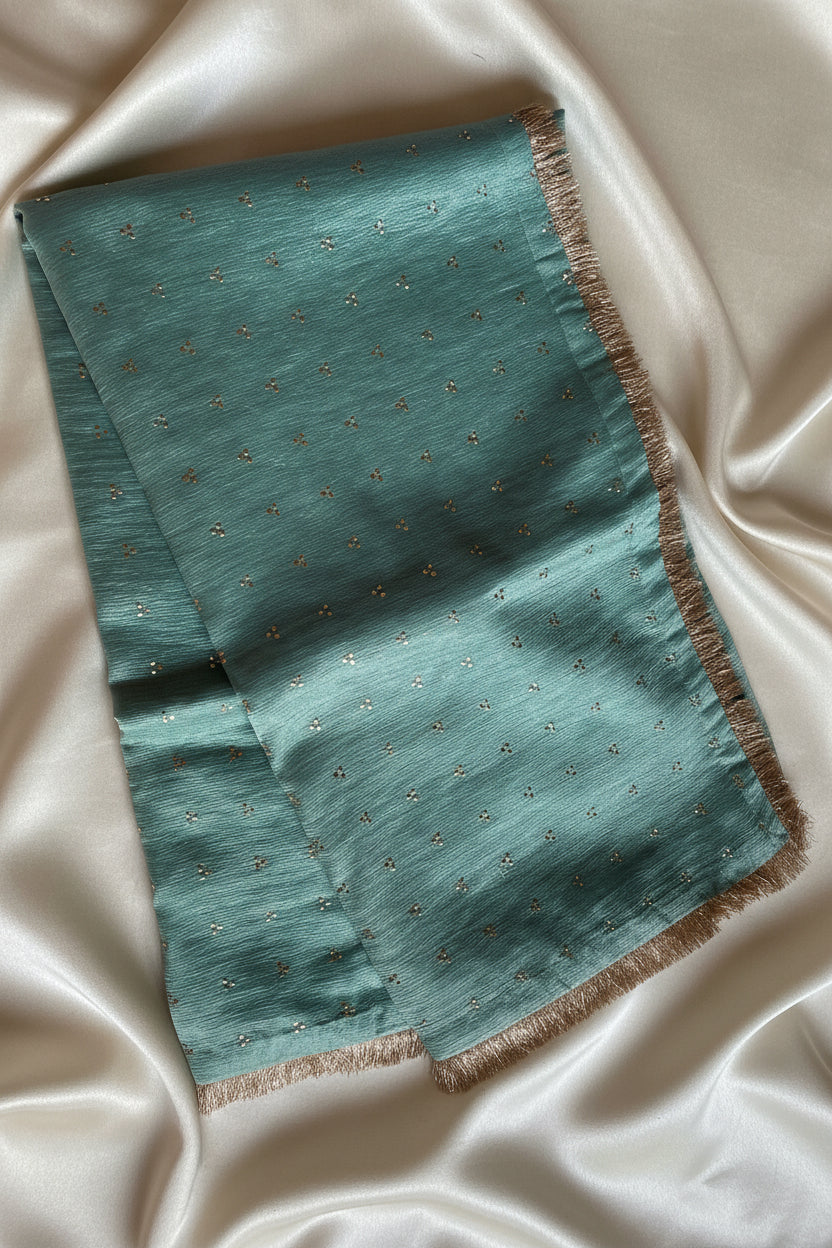 Sage Green/Seafoam Pure Tissue Silk Saree
