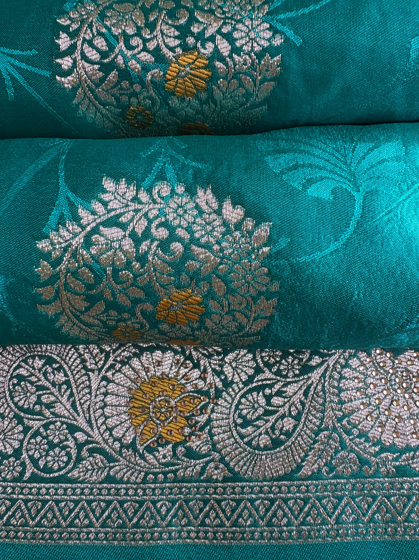 Teal Green Soft Silk Saree