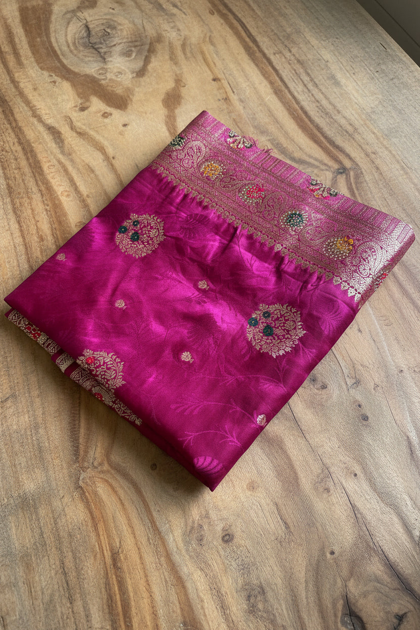 Magenta Pink Soft Silk Saree