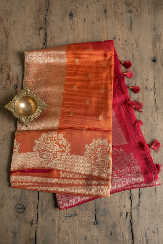 Maroon / Deep Red Pure Banarasi Silk Saree