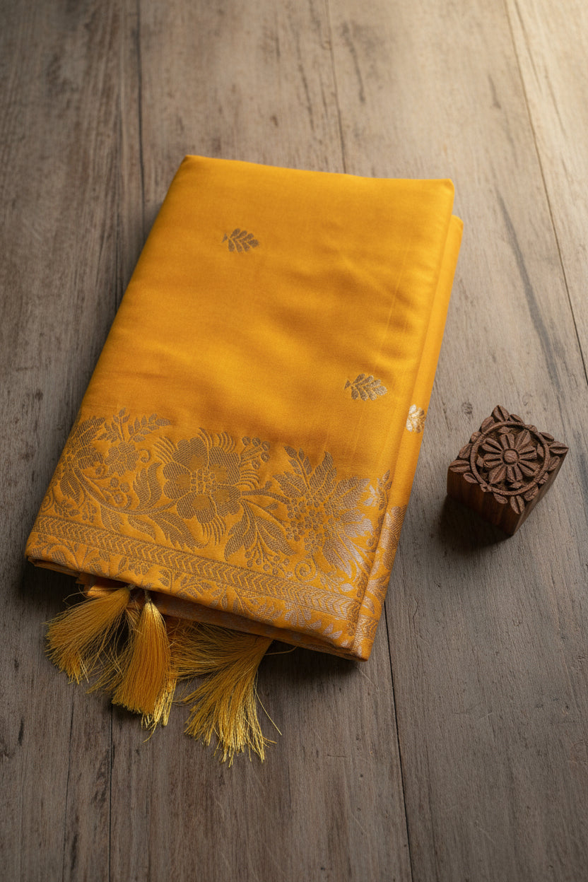 Haldi Mustard Yellow Soft Silk