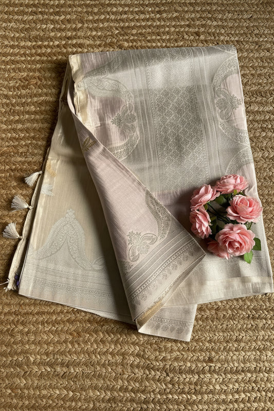 Antique Silver  Pure Banarasi Silk Saree