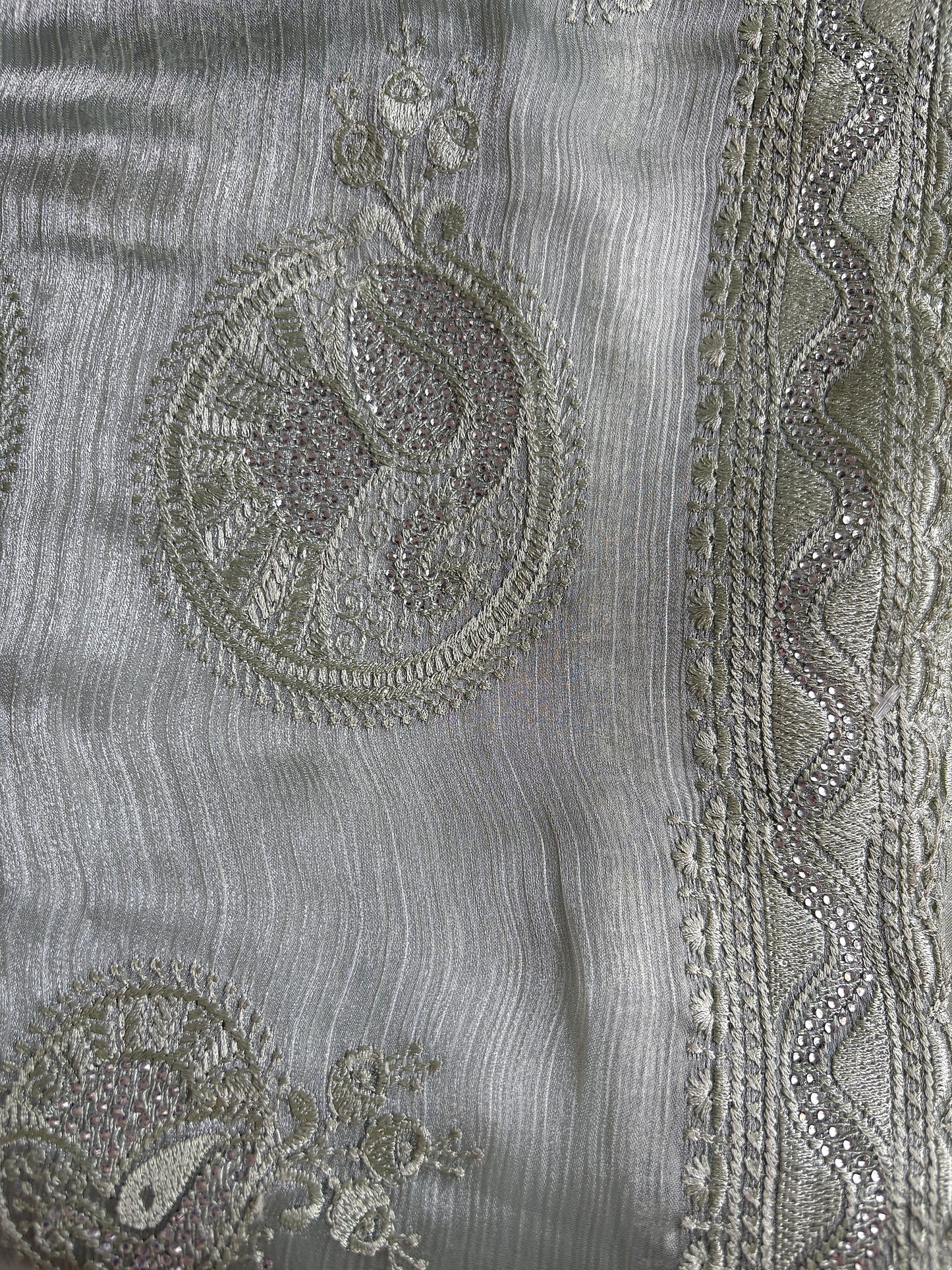 Steel Grey pure chiffon Saree