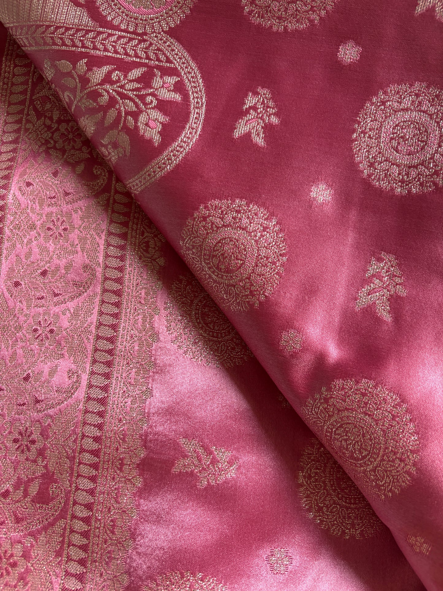 Dark Peach Pink Soft Silk Saree