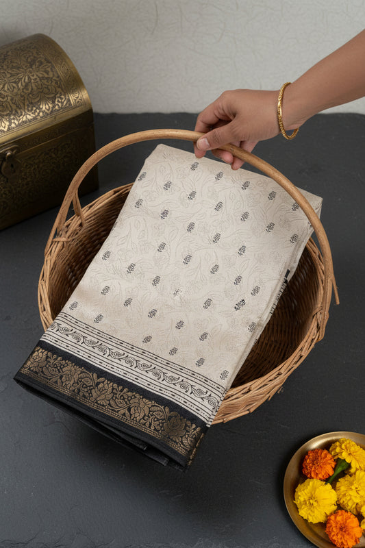 Off-White  Silk Saree
