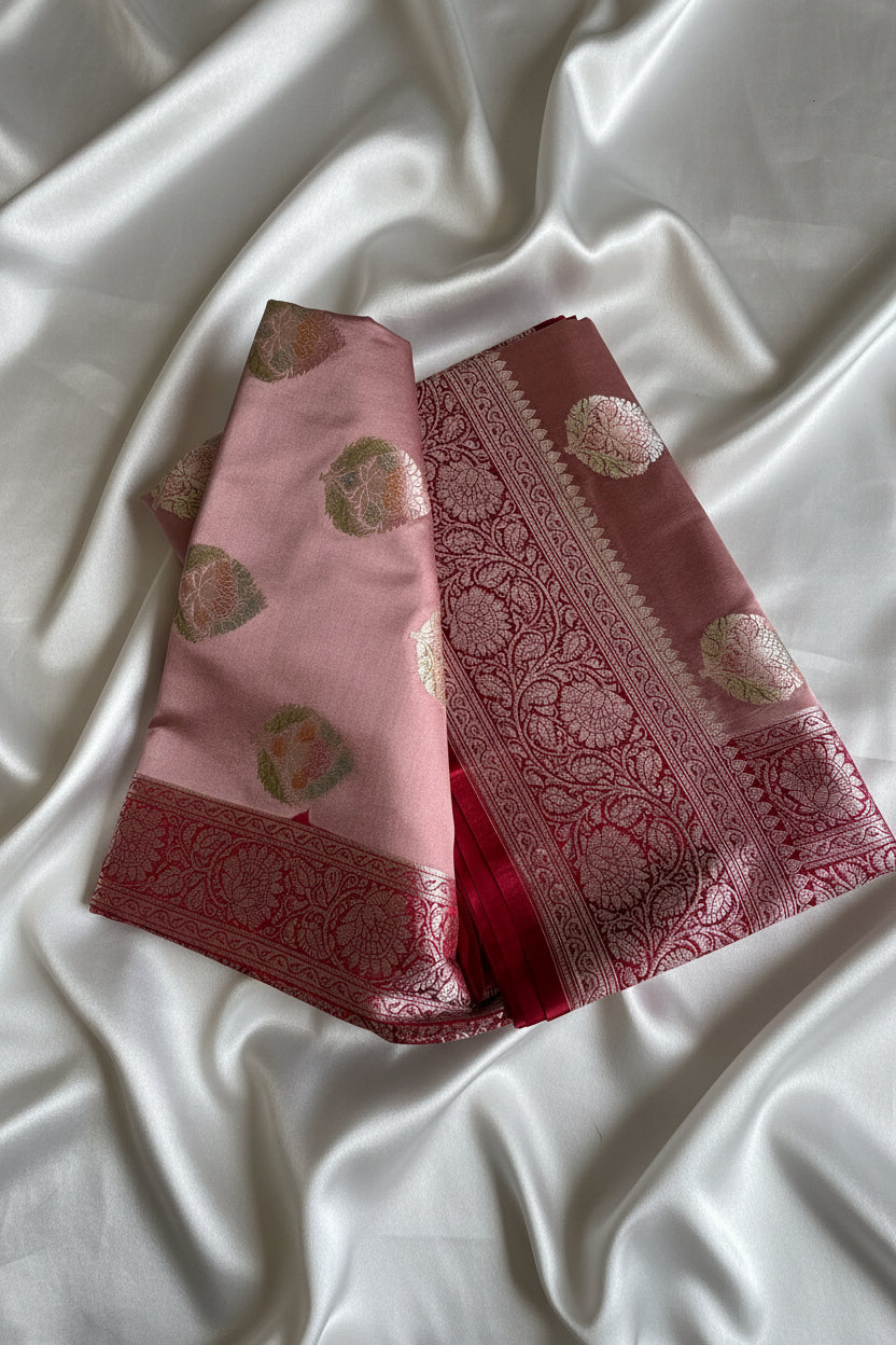 Cocoa Brown Katan Pure Banarasi Mushroom Silk Saree